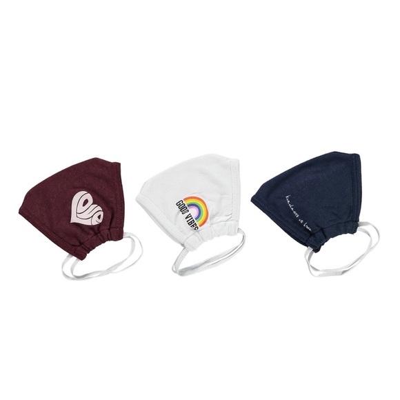 new SOTM ☻︎ Set of 3 Reversible Face Masks ☻︎ Wine White Navy ☻︎ Love Good Vibes - Picture 11 of 13